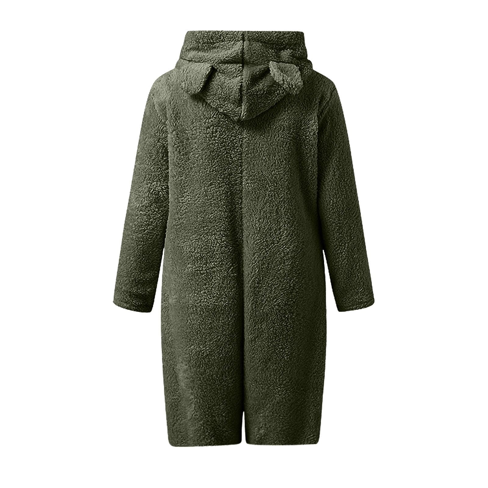 BiZtdJrK Women's Fuzzy Fleece Zip Up Jumpsuits Fashion Color Block Cat Ear Hooded Rompers Casual Plush Long Sleeve Onesies Shorts Loungewear, Army Green, XXXXL