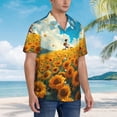 thumbnail image 2 of KLL Men's Hawaiian Shirt Short Sleeve Button Down Beach Shirts-Clear Sky Sunflower, 2 of 5