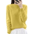 thumbnail image 3 of Oksale Knit Sweaters for Women Trendy High Neck Pullover Shirts Soft Comfy Long Sleeve Fall Tops Yellow XL, 3 of 9
