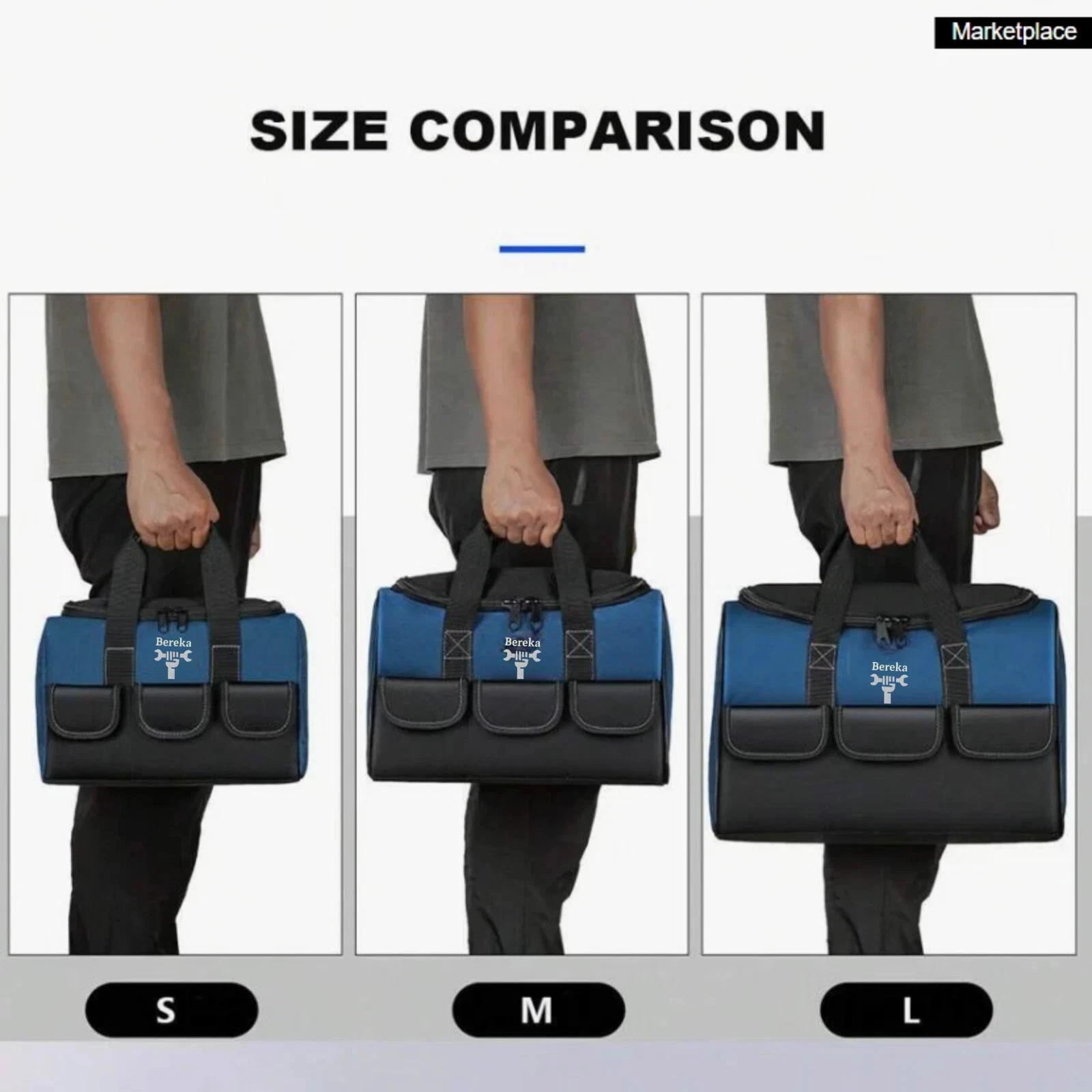 BEREKA Tool Bag Heavy Duty Multifunctional Large Capacity 17.3" Storage Bag