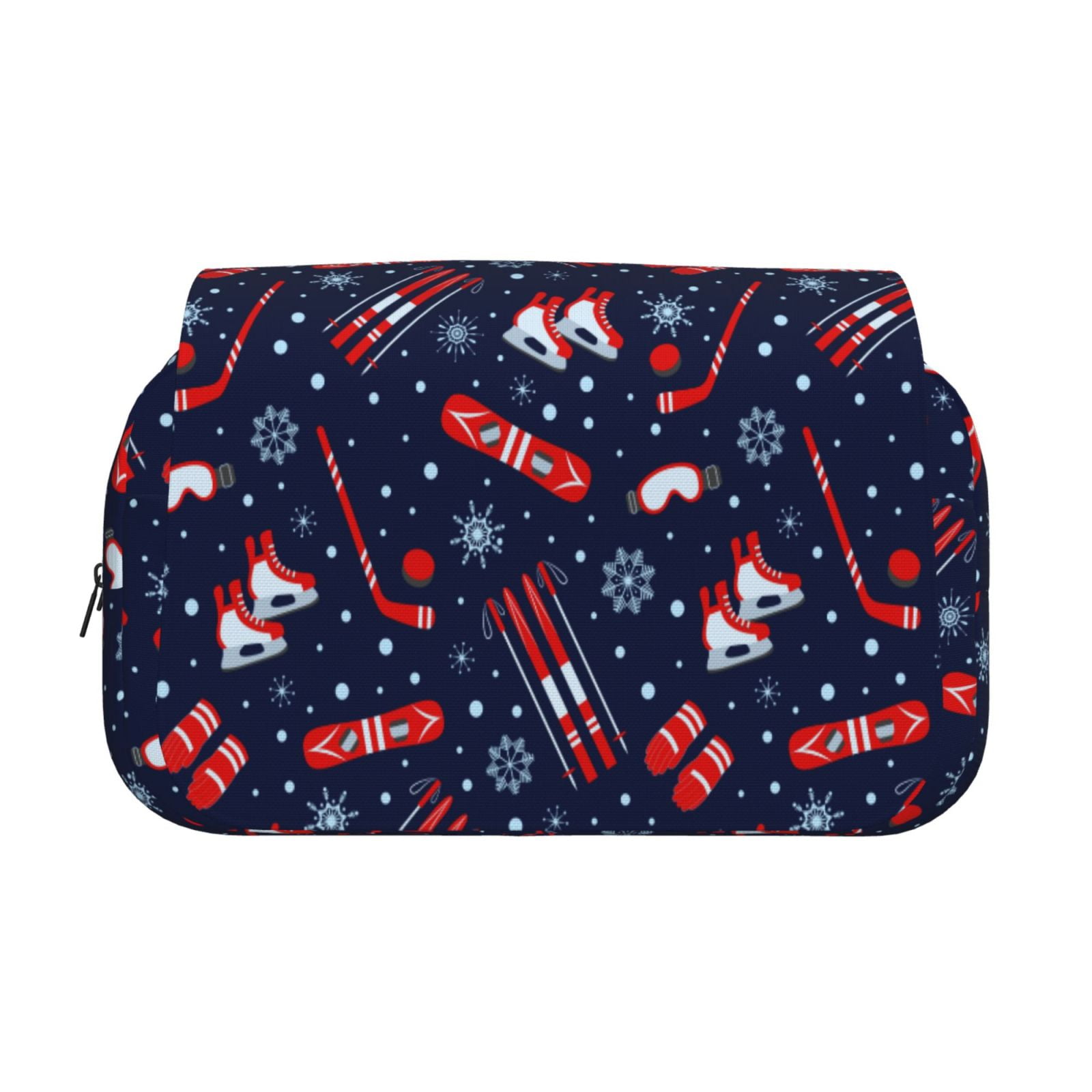 Rateoe Winter Sports Fun Pattern Pattern Double Clamshell Pen Case, Storage Organizer with Two Zipper Compartments– Holds Up to 50 Pencils & Pens