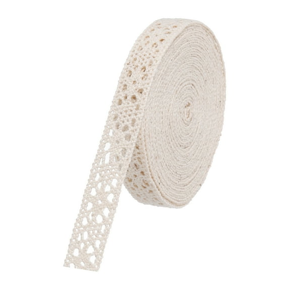 Uxcell Lace Trim Ribbon 10 Yards 0.55 Inch Cotton Elastic Trim for Craft,Gift Wrappers,Headbands,Beige Style 16
