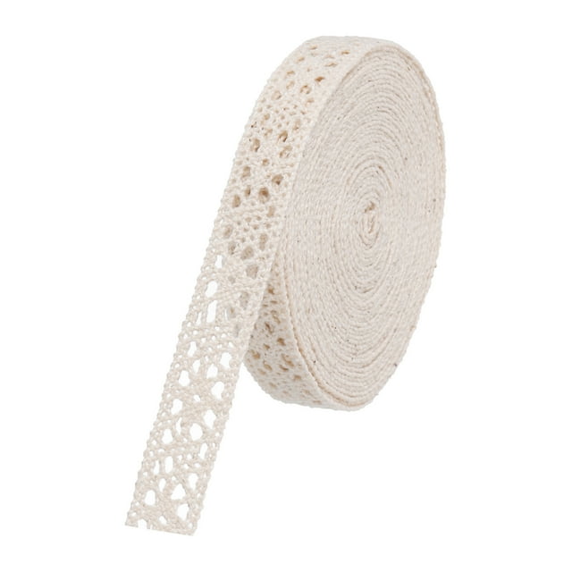 Unique Bargains Lace Trim Ribbon 10 Yards 0.55 Inch Cotton Elastic Trim for Craft,Gift Wrappers,Headbands,Beige Style 16