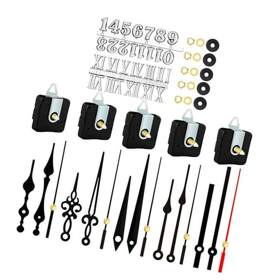 YIEMEEN 5Pieces Quartzs Clock Movement Kits with Hands and Numerals for DIY Clock Making