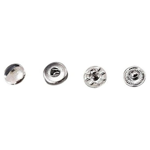 Minnieouse 100 piezas Botón a presión Chaqueta Abrigo Pantalones Jeans Diseño simple Botón de presión Kit surtido Sujetador DIY Ropa, zapatos y accesorios Miscelánea Plata 6 mm