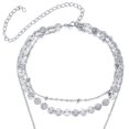thumbnail image 2 of Collar de clavícula de tres capas de moda, collar con colgante, regalo de joyería para mujer (plata), 2 of 6