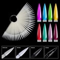 thumbnail image 5 of 80pcs Stiletto Nail Sticks, Fan-shaped Nail Art False Tips Color Card, Gel Nail Polish Display Board, Detachable Practice Sticks Wheel with Ring Holder (Natural), 5 of 5