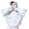 thumbnail image 2 of Joernso Women Sunscreen Coat Zipper Opening Hooded Face Nack Protection Ice Silk Anti-UV Thin Soft Breathable Long Sleeve Color Matching Cycling Camping Jacket, 2 of 8