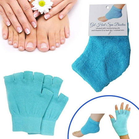 4 Pc Moisturizing Gel Spa Socks Gloves Set Repair Cracked Skin Heal