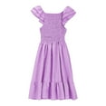 thumbnail image 4 of eczipvz Girls Easter Dress Flutter Sleeve A-Line Button Down Sundress Casual Midi Dresses Kids Purple,13-14 Years, 4 of 4