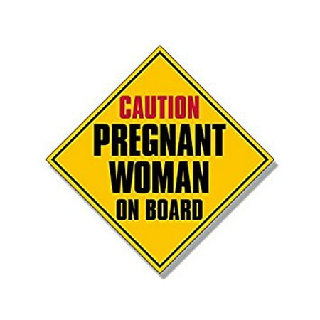 Pregnant Woman On Board Caution Sign shaped Sticker Decal (mom baby car safety) 5 x 5