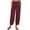 Wine, variant on Babysbule Women's Solid Straight Pants Casual Loose Trouser Wide Ninth Pants Cotton And Linen Pants
