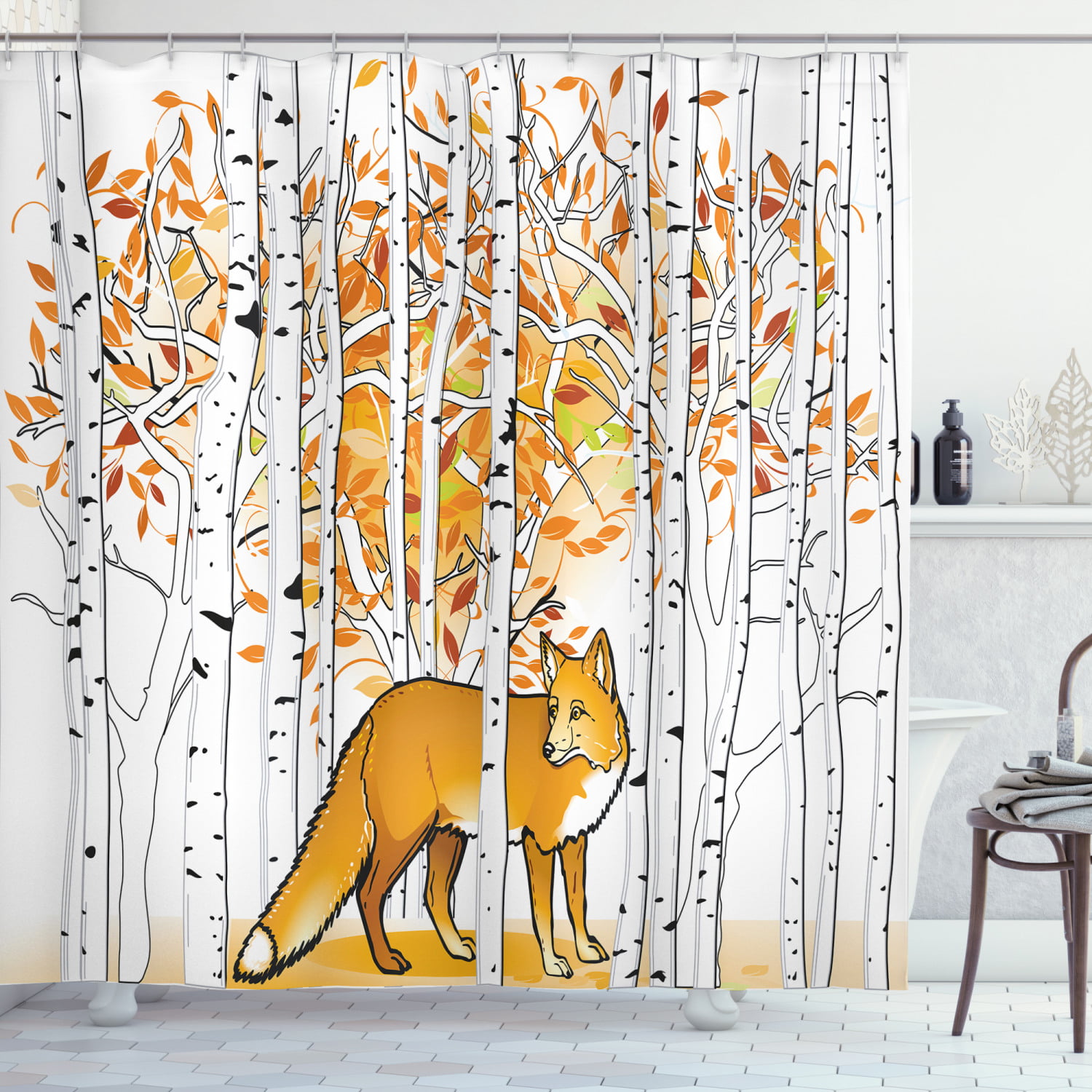 Whim-Wham Hipster Fashion Fox Shower Curtain Animals Fox Teacher Cartoon Colorful Spectacles Eyeglasses Waterproof Shower Curtain Set with 12 Hooks.