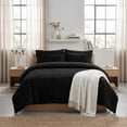 thumbnail image 3 of DHOLE Queen Comforter Set 7 Pieces – Seersucker Textured Waffle Weave Bed in a Bag, All-Season Lightweight Microfiber Bedding Sets with Sheets & Pillow Shams, Farmhouse Vintage Decor – Black, 3 of 12
