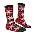 thumbnail image 3 of Uemuo Snowflakes On A Buffalo Plaid Pattern Women's Crew Socks, Soft Durable Breathable Moisture-Wicking with Odor Control Cotton socks, 3 of 9