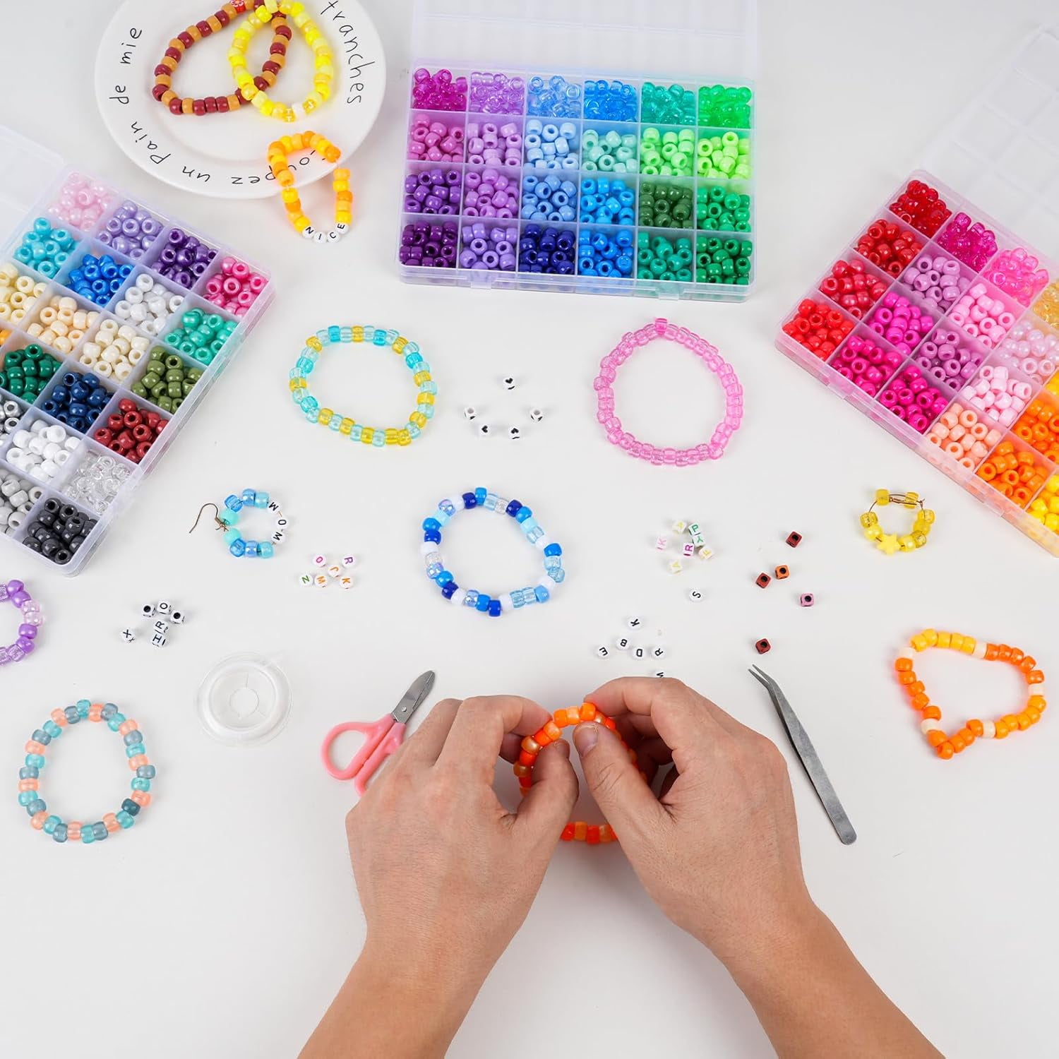 5 Pcs Clay Beads Bracelet Making Kit for Beginner,Polymer Clay Beads with Charms Kit for Jewelry Making, DIY Arts and Crafts Birthday Gifts