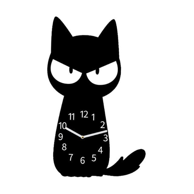predolo Acrylic Cat Clock Creative Desk Accessory Silent Animal Ornament for Living Room Wall Clock