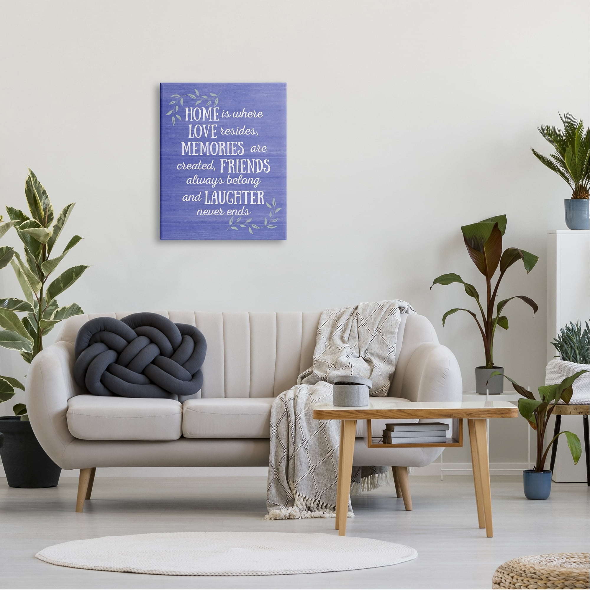 Stupell Industries Home Memories Friend Laughter Quote Blue Botanicals , 24 x 30, Design by Sundance Group, LLC