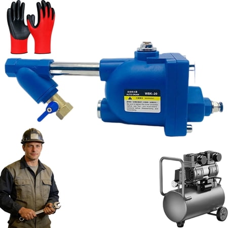 Zero Air Loss Automatic Drain Valve, 1/2" NPT Compressed Air Condensate Drain, No-Power Mechanical Float Drainer, Heavy-Duty Aluminum Alloy Anti-Clogging Filter for Air Compressor Tank (WBK-20)