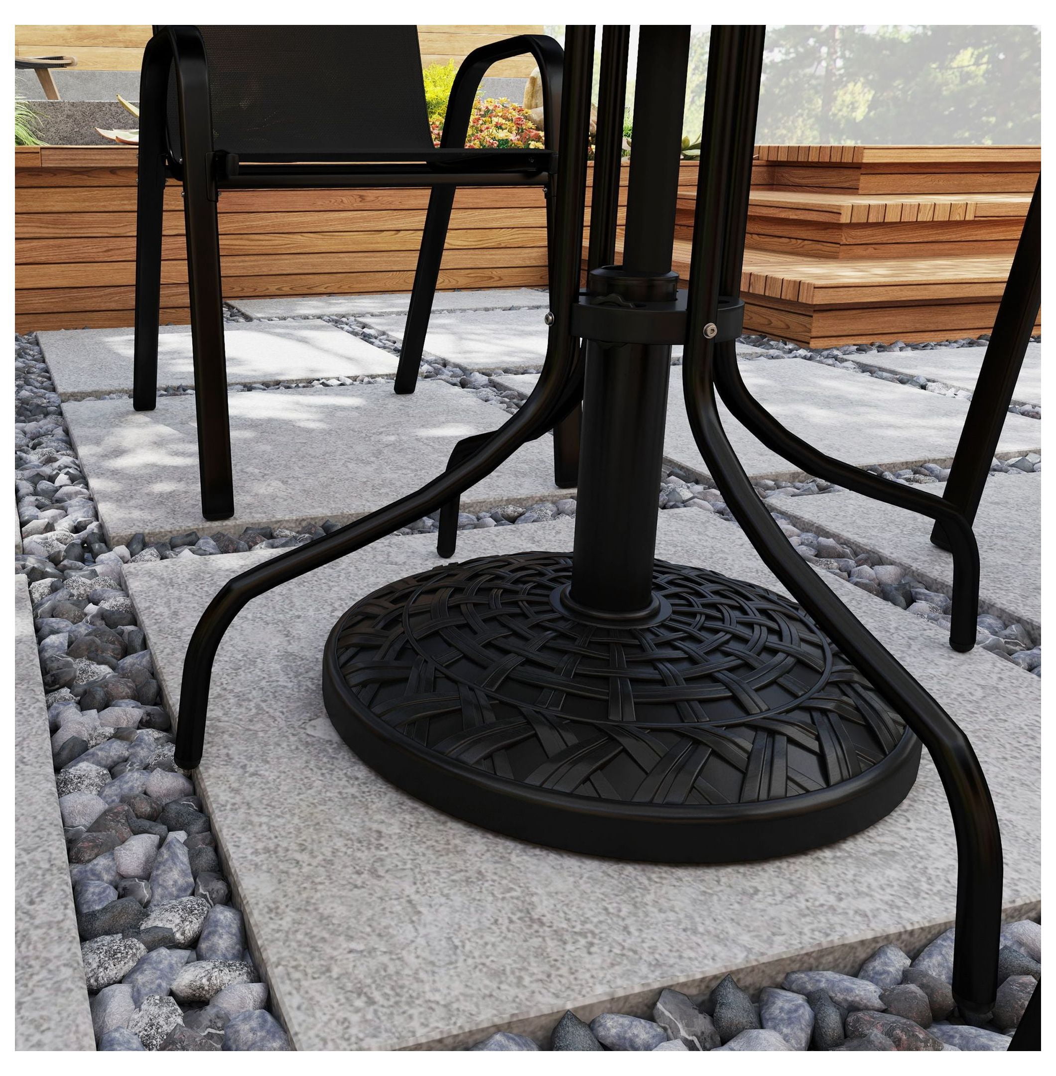 Patio Umbrella Base 26 lbs - Heavy Duty Outdoor Umbrella Stand - 1.5"/1.9" Pole - Round Concrete Holder for Deck, Lawn, Pool - Black