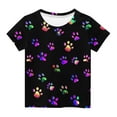 thumbnail image 7 of AUNVITO Unisex Kids Casual Dog Paw Print Round Neck Short Sleeve T-Shirt Summer Graphic Tee Playful Style, 7 of 7