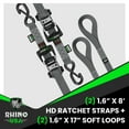 thumbnail image 4 of Rhino USA 1.6" x 8' Heavy Duty Ratchet Tie-Down Set with S Hooks - 5,208lb Break Strength (Gray 2pc), 4 of 7