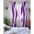 thumbnail image 3 of Purple White Moire Sheer Curtains 84 Inch Length 2 Panels Set for Living Room/Bedroom, Modern Abstract Art Kitchen Curtains with Grommet Semi-Sheer Curtains Drapes Voile Window Treatments 52"x84"x2, 3 of 7