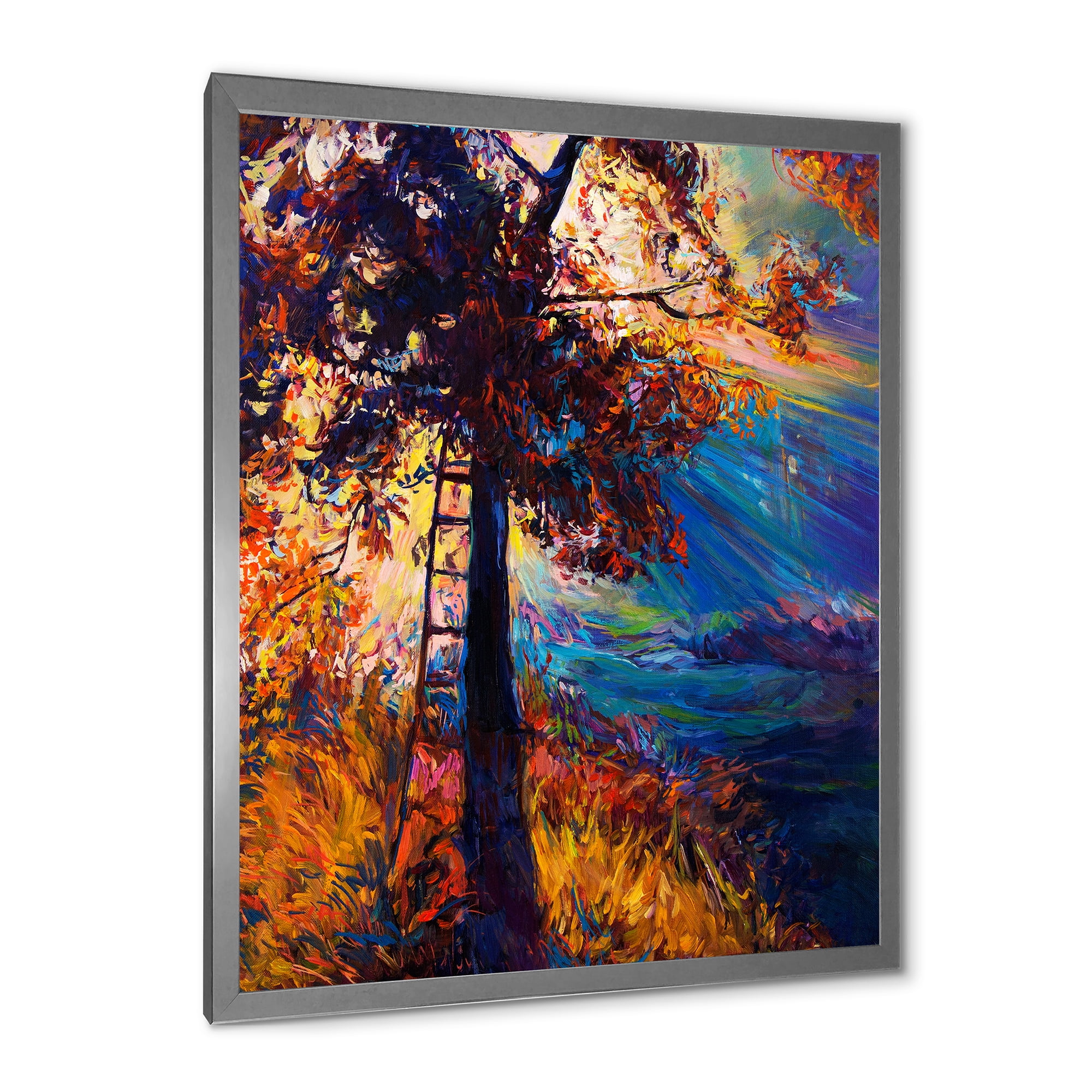 Designart 'Silhouette Of Autumn Tree In The Sunset Glow' Traditional Framed Art Print
