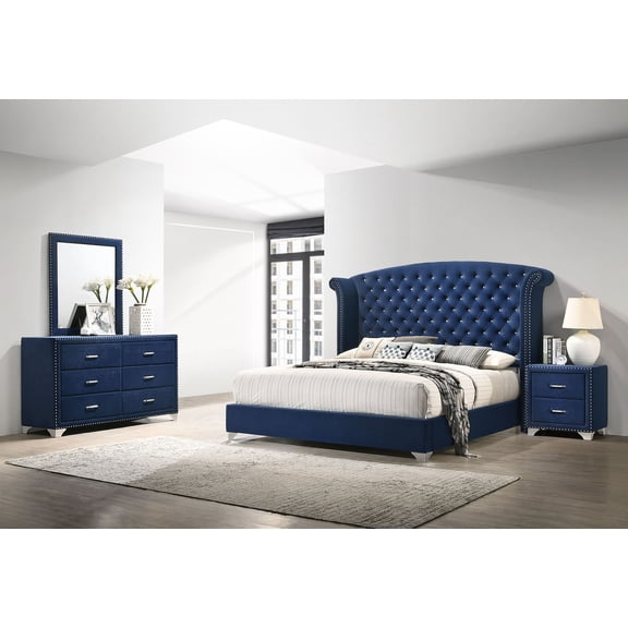 Coaster Melody 4-Piece Eastern King Bedroom Set, Pacific Blue