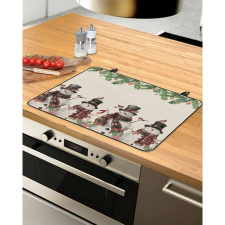 

Christmas Stove Top Covers for Electric Stove Heat Insulation Fireproof Glass Cooktop Cover Counter Top Glass Stove Cover for Prevent Scratches 31 x24 Xmas Snowman Botanical Snowflake Rustic