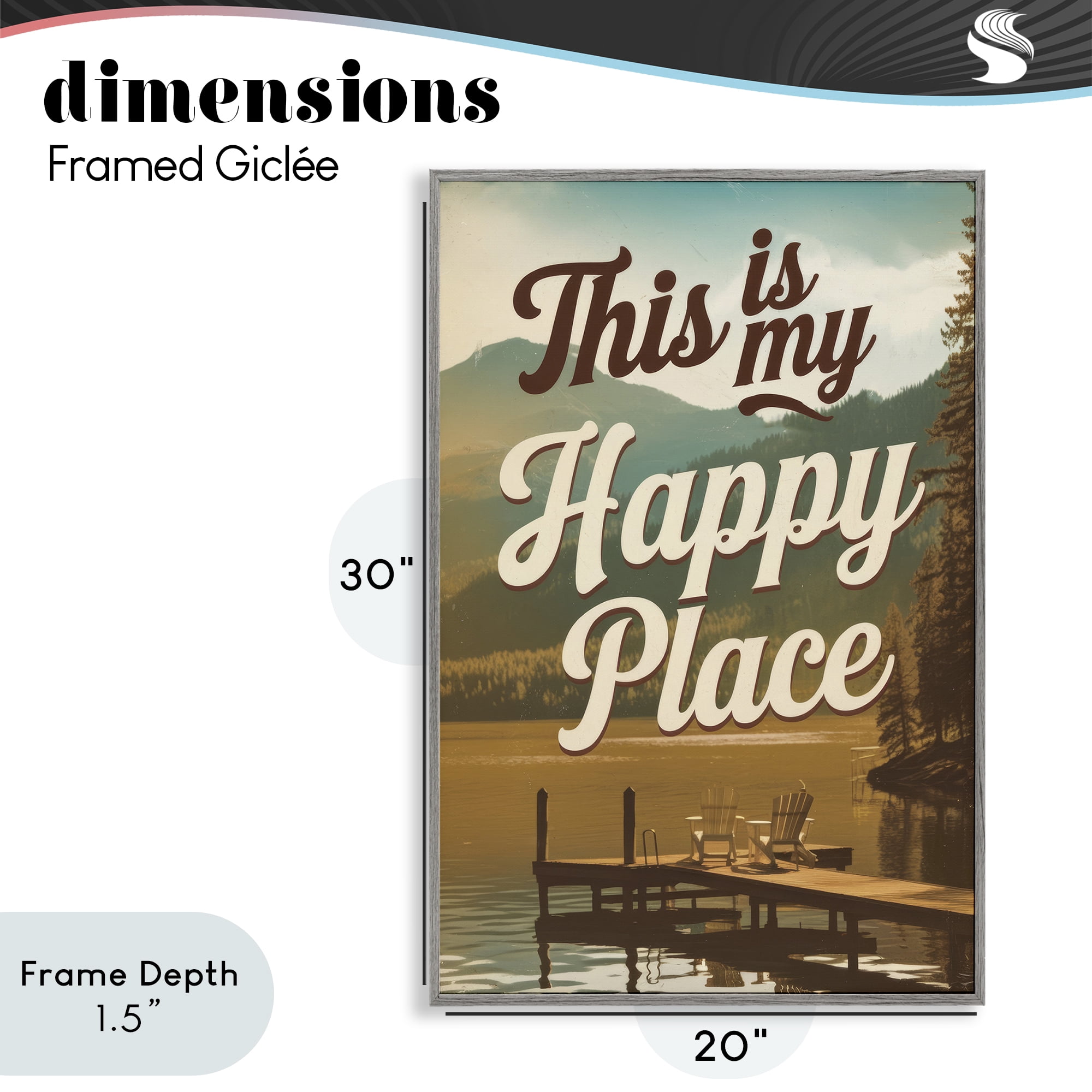 Stupell Industries Vintage My Happy Place Gray Framed Giclee Art, design by Andreas Magnusson