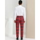 thumbnail image 5 of Pantalones de vestir a cuadros para hombre Pantalones de negocios con frente plano Pantalones de traje a cuadros Rojo oscuro S, 5 of 6