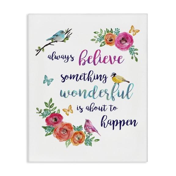 Stupell Industries Farmhouse Something Wonderful to Happen Birds Canvas Art, 16 x 20, by Lisa Lane