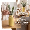 thumbnail image 3 of Unique Bargains Small Ceramic Vase Matte Ribbed Decorative Flower Vase for Bathroom Yellow, 3 of 5