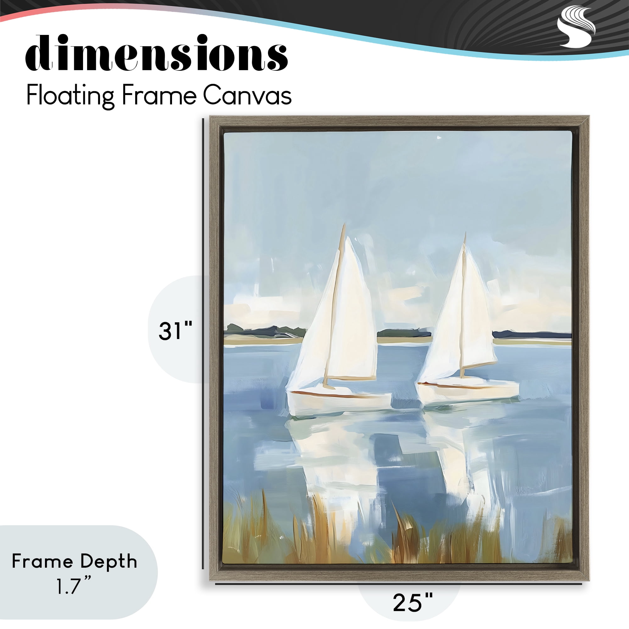 Stupell Industries Twin Sailboats By Shore Brown Framed Floater Canvas Wall Art, design by The Prints Vibe