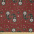 thumbnail image 2 of Ambesonne Abstract Fabric by the Yard Microfiber, Paisley Flowers Dots Art, 10 Yards, White Ruby, 2 of 2