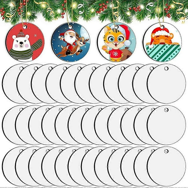 35 Pieces Sublimation Ornament Blanks, Round Blank Sublimation Ornaments Sublimation for Christmas T