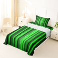 thumbnail image 3 of Manfei Pixel Vertical Streak Twin Sheets, Green Block Bedding, Green Black, Black Reversible 3 Pieces1 Flat Sheet + 1 Fitted Sheet + 1 Pillowcase, 3 of 6