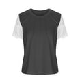 thumbnail image 3 of Blouses à Manches Courtes pour Femmes Mode pour Femmes T-Shirt Uni Blouse en Dentelle à Manches Courtes Col Rond Hauts Décontractés Femmes Hauts à Manches Courtes T-Shirts en Coton Femmes Blouse à Manches Courtes, 3 of 9