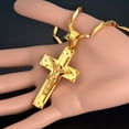 thumbnail image 6 of Lovelords Big 14K Yellow Gold Necklace Chain Christian Jewelry Jesus Crucifix Men's Cross Pendant Necklace For Men, 6 of 7