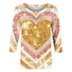thumbnail image 5 of TaTaai Women's 3/4 Sleeve Layered Heart Print Round-neck Top, Valentine's Day Standout Pick, Casual Daily Fashion Home Top Gift, 5 of 6