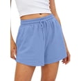 thumbnail image 2 of Women Sweat Shorts Casual Summer Comfy Lounge High Waisted Cotton Shorts with Pockets Light Blue XL, 2 of 6