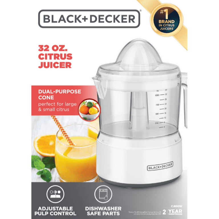 BLACK+DECKER 32oz Citrus Juicer, White, CJ650W,Small: Home &  Kitchen
