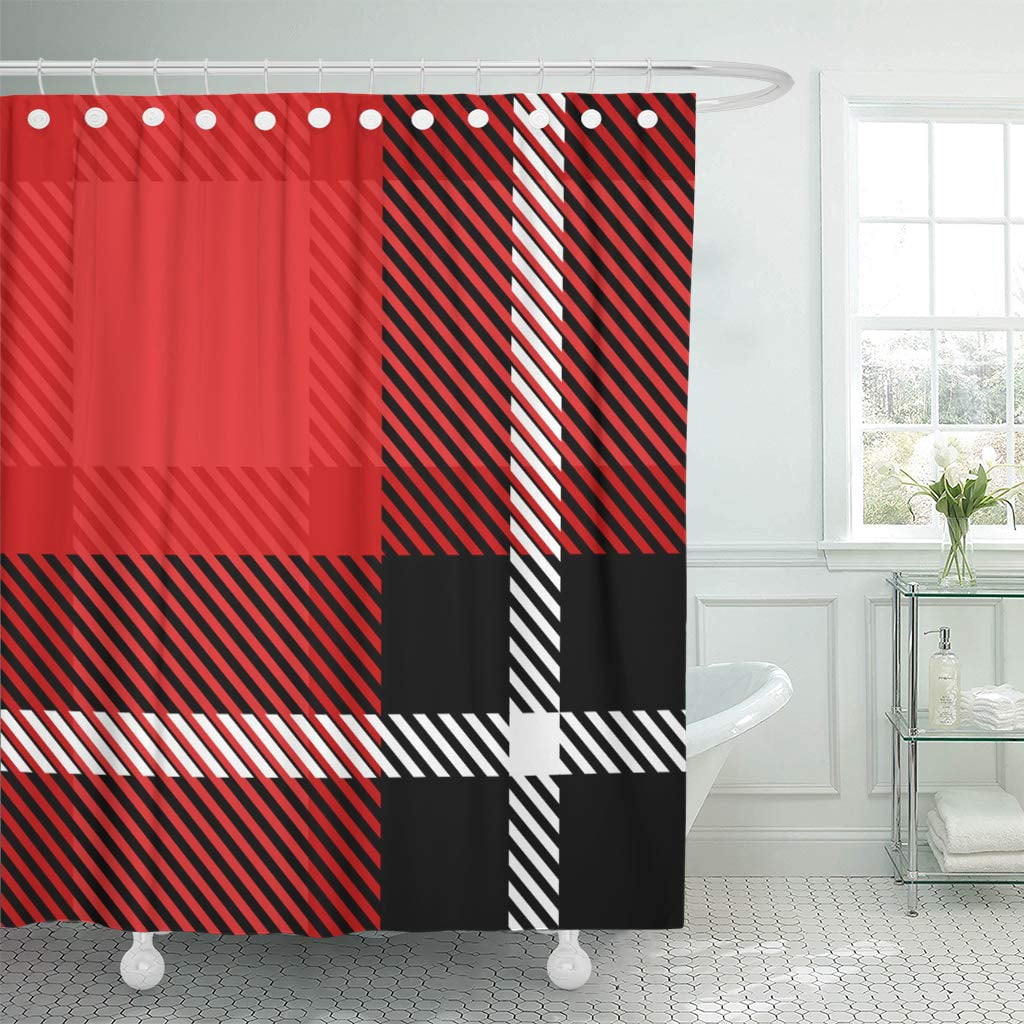 KSADK Gray Grey Classical Black and Red Checkered Retro Pattern Plaid