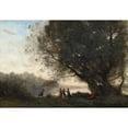thumbnail image 2 of Jean-Baptiste-Camille Corot 24x18 Gold Ornate Framed and Double Matted Museum Art Print Titled - Dance Under the Trees at the Edge of the Lake (1865-1870), 2 of 4