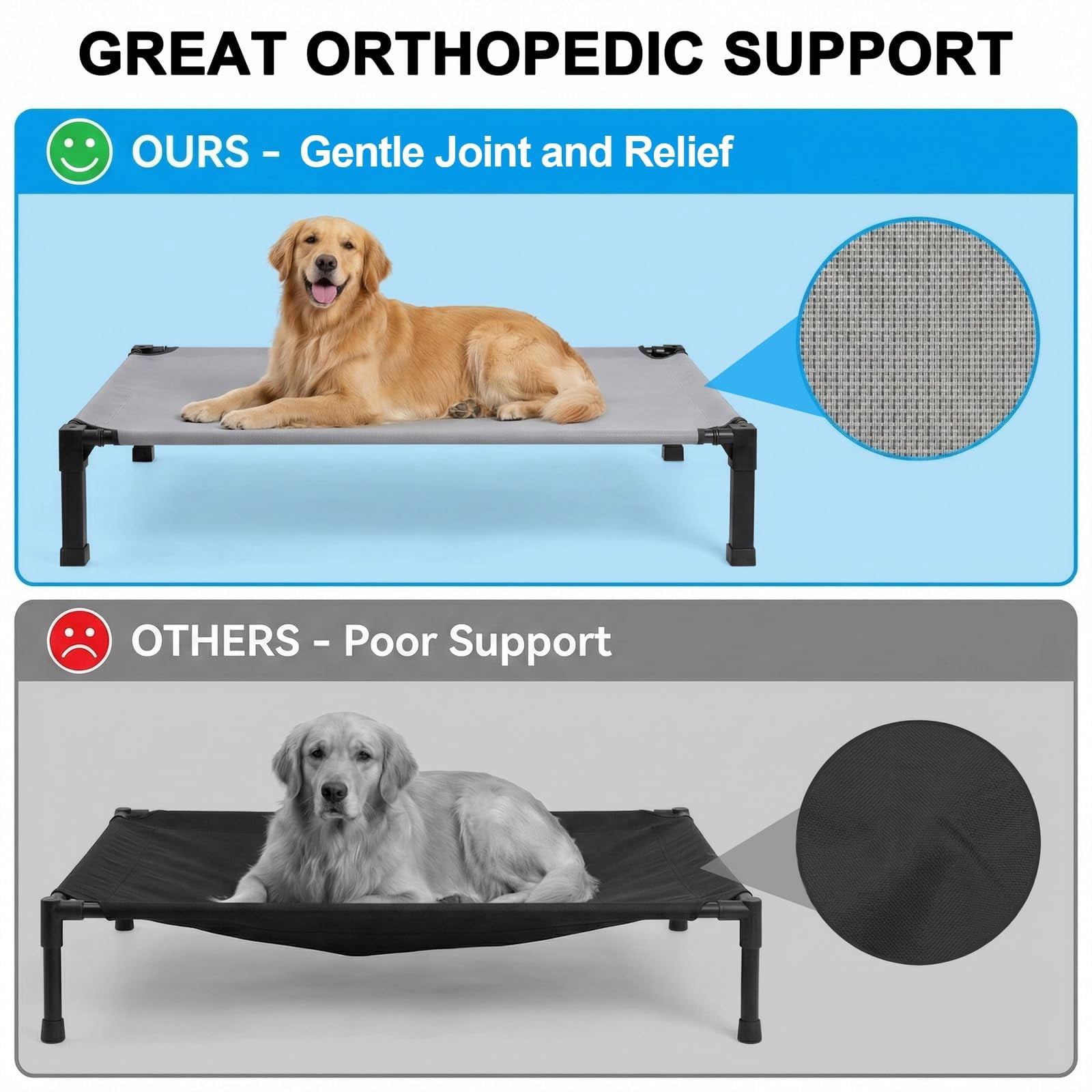 Elevated Dog Bed Raised For Small Dogs  Portable Indoor & Outdoor Pet With No-slip Feets Breathable Mesh Camping