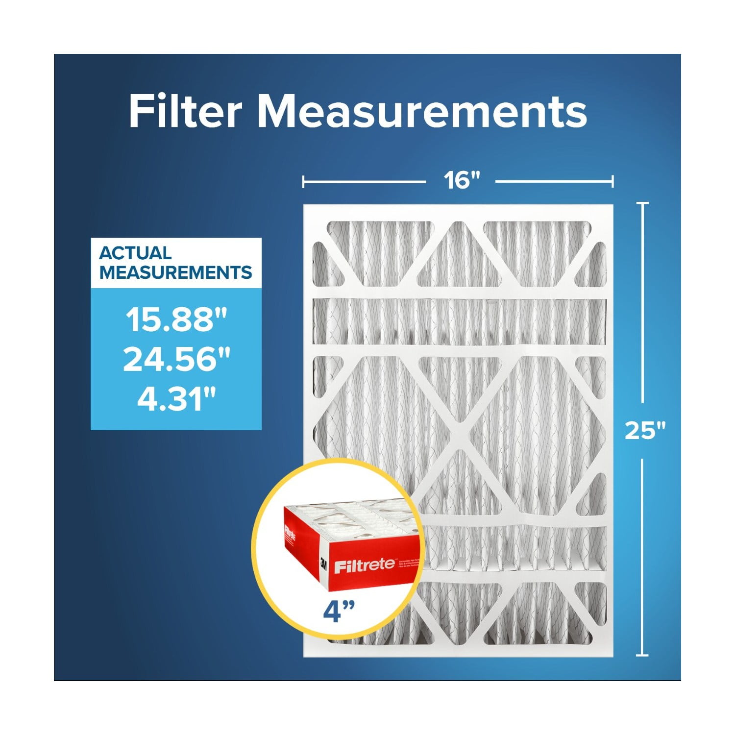 Filtrete 16x25x4 HVAC Furnace Air Filter, MPR 1000 MERV 11, Allergen Defense, 2 Pack