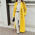 thumbnail image 2 of Rexolia Women's Wool Blend Coat Long Sleeve Notch Lapel Long Trench Fall Winter Office Yellow Women, 2 of 7