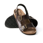 Seranoma Women's Double Strap Supported Flat Cork Comfort Sandal | Open Toe Slide Footbed| Adjustable Strap Buckle
