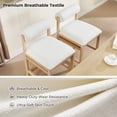 thumbnail image 4 of ONEVOG 26.8" Counter Height Bar Stools Set of 2, Modern Farmhouse Solid Wood Barstools with Linen Upholstered Curved Backrest & Cushion, Kitchen Island Chairs, White, 4 of 9